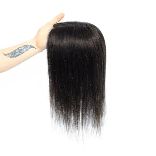 Haartopper für Frauen Haar-Topper for Frauen, Echthaar, Spitzen-Basis-Topper, 25,4–45,7 cm, brasilianisches Haar, glatte Haarteile, Clip-in-One-Piece-Haarverlängerungen for dünner werdendes Haar Haart von FUHAI-666