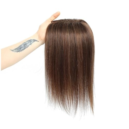 Haartopper für Frauen Haar-Topper for Frauen, Echthaar, Spitzen-Basis-Topper, 25,4–45,7 cm, brasilianisches Haar, glatte Haarteile, Clip-in-One-Piece-Haarverlängerungen for dünner werdendes Haar Haart von FUHAI-666