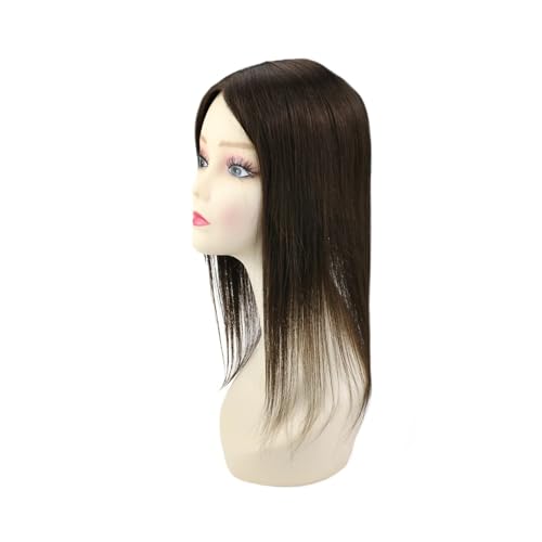 Haartopper für Frauen Haar-Topper for Frauen, Haarausfall-Abdeckung, Mono-Basis-Oberteil mit PU-beschichtetem Echthaar, glatte Haarteile, Clip-in-Toupet aus maschinellem Remy-Haar Haarteil Topper Toup von FUHAI-666