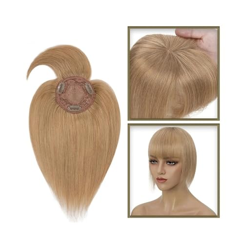 Haartopper für Frauen Haaraufsätze for Frauen mit dünner werdendem Haar, 10–20 Zoll glatter Echthaaraufsatz mit Pony, 150% Dichte, 8,5 x 8,5 cm Seidenbasis, Clip-in-Topper-Haarteile Haarteil Topper T von FUHAI-666