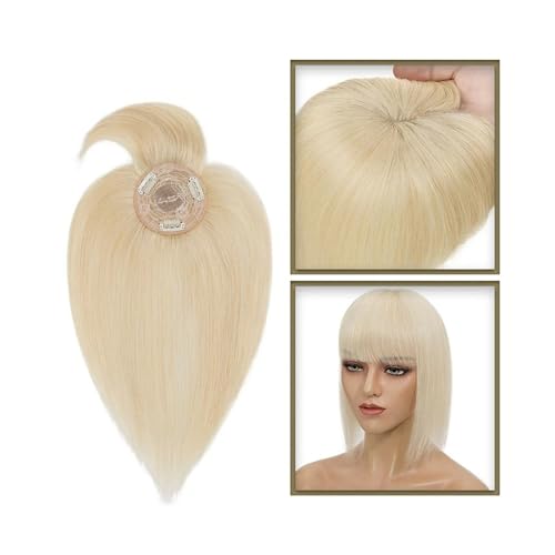 Haartopper für Frauen Haaraufsätze for Frauen mit dünner werdendem Haar, 10–20 Zoll glatter Echthaaraufsatz mit Pony, 150% Dichte, 8,5 x 8,5 cm Seidenbasis, Clip-in-Topper-Haarteile Haarteil Topper T von FUHAI-666