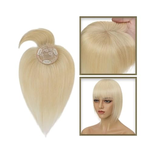 Haartopper für Frauen Haaraufsätze for Frauen mit dünner werdendem Haar, 10–20 Zoll glatter Echthaaraufsatz mit Pony, 150% Dichte, 8,5 x 8,5 cm Seidenbasis, Clip-in-Topper-Haarteile Haarteil Topper T von FUHAI-666