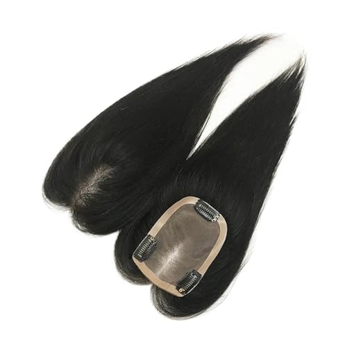 Haartopper für Frauen Haaraufsätze for Frauen mit dünner werdendem Haar, 8/10/12 Zoll glatte Echthaar-Aufsätze, natürlicher Haaransatz, Seidenbasis-Clips in geraden Remy-Haarteilen Haarteil Topper Tou von FUHAI-666