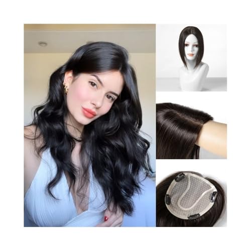 Haartopper für Frauen Hair Toppers for Women 10" Real Human Hair Pieces 12×13 CM Silk Base with 4 Non-slip Clips, Natural Straight Remy Hair Toppers for Women with Hair Loss Haarteil Topper Toupet Fra von FUHAI-666