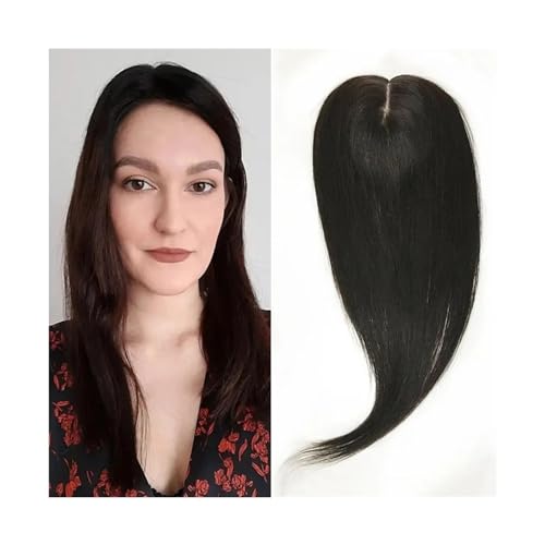 Haartopper für Frauen Remy-Echthaar-Topper, handgebundene Topper auf Seidenbasis, 15,2–50,8 cm, natürliche Farbe, europäische Haarspangen in glatten Haarteilen for Haarausfall oder dünner werdendes Ha von FUHAI-666