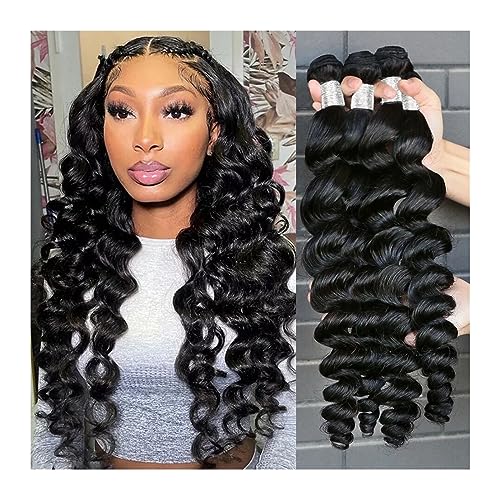 Human Hair Bundles Rohe Peruanische Haarwebart Bundles Menschliches Haar Bundles 30 Zoll Lose Welle Bundle Remy Extensions1/ 3/4 Bundles for Frauen human hair weave (Size : 10 10 10) von FUHAI-666