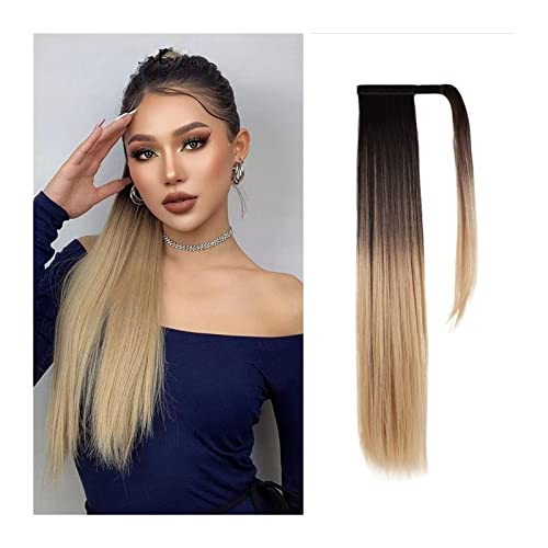 Pferdeschwanzverlängerung 26 Zoll hitzebeständige synthetische Extensions-Perücke, umwickelbare Clip-in-synthetische Pferdeschwanz-Haarteile for Frauen und Mädchen, lange, gerade Pferdeschwanz-Verläng von FUHAI-666