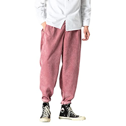 FUHONGCUP Streetwear -Männer Cord -Harem Hosen Herren Jogger Jogginghose Männliche lose Hosen übergroß Pink S von FUHONGCUP