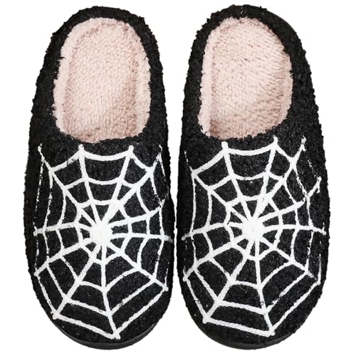 FUHUAQI Damen Herren Retro Leopard Print Smiley Hausschuhe Lightning Bolt Memory Foam Weiche Plüsch Warme Rutschfeste Home Schuhe, Spinnennetze, 7.5-8 Women/6.5-7 Men FUHUAQI Damen Herren Retro Leopard Print Smiley Hausschuhe Lightning Bolt Memory Foam Weiche Plüsch Warme Rutschfeste Home Schuhe, Spinnennetze, 7.5-8 Women/6.5-7 Men von FUHUAQI