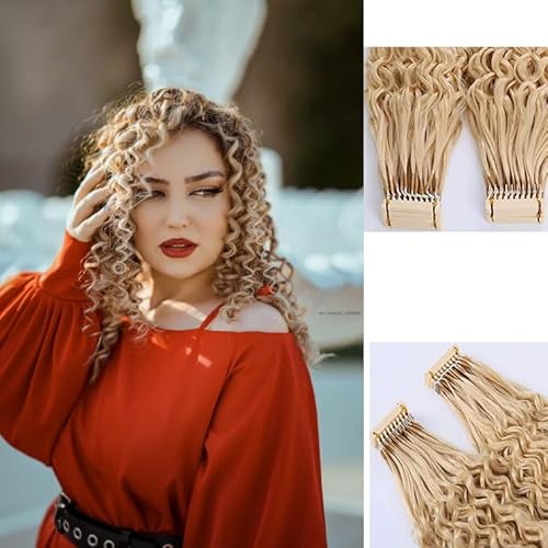 6D Haarverlängerungen 100% Echthaar, 1 Reihen von 10 Bündeln 6D No-Trace Haarverlängerung 100% echtes Echthaar Nahtloses seidiges glattes Haar für Frauen Mädchen,16inch von FUIBEJAE