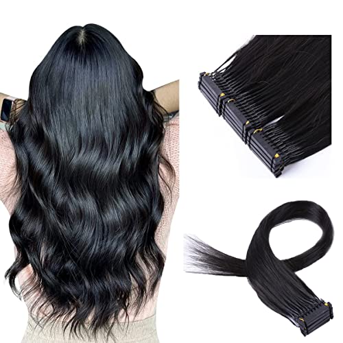 6D Haarverlängerungen Echthaar,6D No-Trace Haarverlängerung Echtes Echthaar Versteckte glatte Verlängerung Nahtloses seidiges glattes Haar für Frauen und Mädchen,10 Reihen,22inch von FUIBEJAE