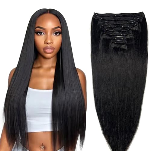 Clip-in Haarverlängerungen für Damen, nahtlose Clip-in Erweiterungen aus echtem Haar, 8-teiliges Set mit 18 Clips, unsichtbare Tape-In Haarteile für den täglichen Gebrauch,staight 26inch von FUIBEJAE