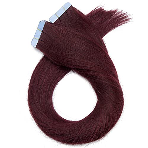 Echthaarband in Verlängerungen für schwarze Frauen, gerades Klebeband in Haarverlängerungen Echthaar Vollkopf doppelseitiges Haarband in Remy-Haar 20 Stück 50g,22inch von FUIBEJAE