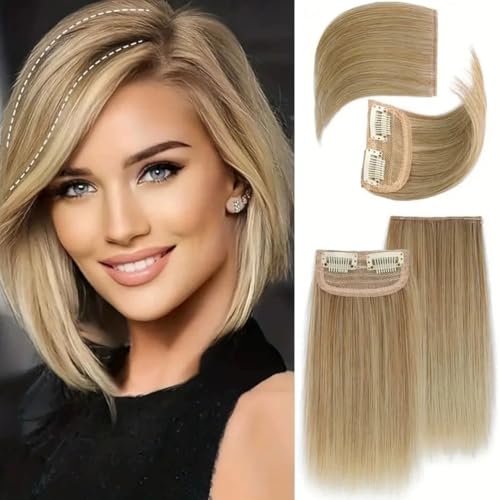 FUIBEJAE 4 Stück Clip in Haarverlängerungen Einteiliges Pad Unsichtbar Verdickt auf beiden Seiten Weiches gerades Haarpad Perücke Haarteil für Frauen Haarpflaster Ersatz auf der Oberseite,27/613# von FUIBEJAE