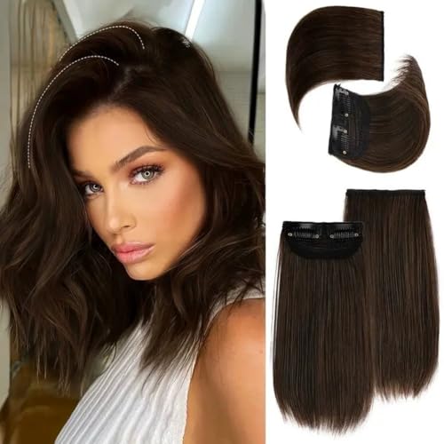 FUIBEJAE 4 Stück Clip in Haarverlängerungen Einteiliges Pad Unsichtbar Verdickt auf beiden Seiten Weiches gerades Haarpad Perücke Haarteil für Frauen Haarpflaster Ersatz auf der Oberseite,33/12b# von FUIBEJAE