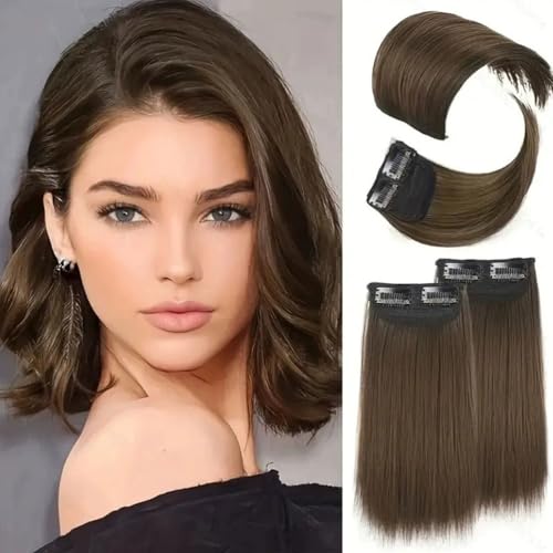 FUIBEJAE 4 Stück Clip in Haarverlängerungen Einteiliges Pad Unsichtbar Verdickt auf beiden Seiten Weiches gerades Haarpad Perücke Haarteil für Frauen Haarpflaster Ersatz auf der Oberseite,6a# von FUIBEJAE