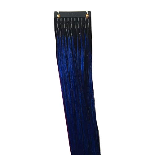 FUIBEJAE 6D 1. Generation Echthaarverlängerung Nahtlos Unsichtbar 6D Original Geflochtene Echt Remy Haarverlängerung Bundle Farbe Perücke Verlängerung für Frauen 10 Reihen,Blau,20inch(50cm) von FUIBEJAE