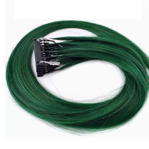 FUIBEJAE 6D Haarverlängerungen der 2. Generation für Frauen, Virgin Hair 6D Machine Quick No Track Groove Verbindung zum Kopfhaar Remy Echthaarverlängerung, 10 Reihen,Dark green,28inch von FUIBEJAE