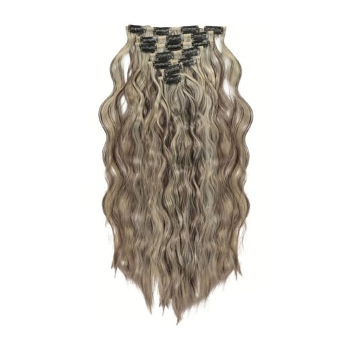 FUIBEJAE 7 STÜCKE Clip In Haarverlängerungen Wasser Ripple Wellige Haarperücken Weiches lockiges Haarstück für Frauen Lockige Haarverlängerungen für die tägliche Party Cosplay Perücke,4h613 28inch von FUIBEJAE