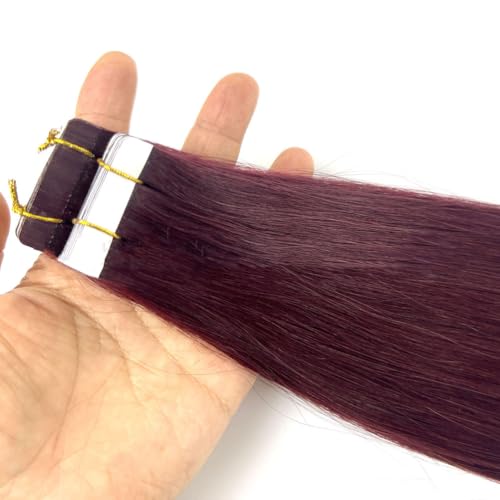 FUIBEJAE Band in Echthaar Extensions Burgunderfarbe Silky Straight Echthaar Extensions Tape in Remy Echthaar Klebeband Für Frauen 20 Stück 50G,22inch FUIBEJAE Band in Echthaar Extensions Burgunderfarbe Silky Straight Echthaar Extensions Tape in Remy Echthaar Klebeband Für Frauen 20 Stück 50G,22inch von FUIBEJAE