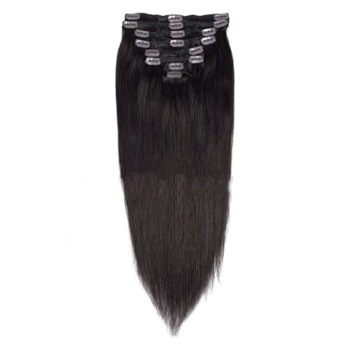FUIBEJAE Clip-in-Haarverlängerungen für Frauen, schwarze gerade nahtlose Clip-in-Verlängerungen aus echtem Haar, 7-teiliges Set 16 Clips, unsichtbare Tape-In-Haarteile für den täglichen,20inch (50cm) von FUIBEJAE