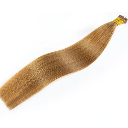 FUIBEJAE I Tip Haarverlängerungen aus echtem Haar, braun 18 Zoll 50G/50S, Itip Echthaarverlängerungen Remy Haarverlängerungen natürliche glatte Tip-Haarverlängerungen für Frauen,8# 55cm von FUIBEJAE