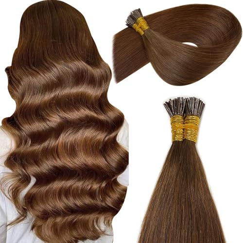 FUIBEJAE I Tip Haarverlängerungen aus echtem Haar, schwarz, 18 Zoll, 50G/50S, Itip Echthaarverlängerungen Remy-Haarverlängerungen natürlich glatt für Frauen,3# 75cm von FUIBEJAE