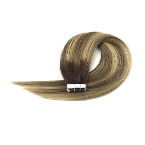 FUIBEJAE Klebeband in Echthaarverlängerungen #4/8/22 Braune seidige glatte Echthaarverlängerungen Klebeband in Remy Echthaar Klebeband für Frauen 40 Stück 100G,18inch von FUIBEJAE