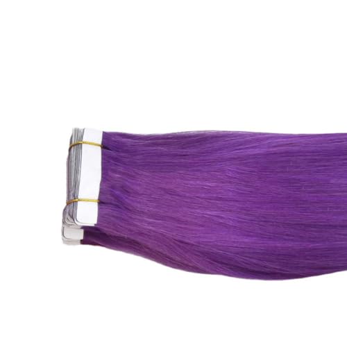 FUIBEJAE Klebeband in Echthaarverlängerungen Lila seidig glatte Echthaarverlängerungen Klebeband in Remy Echthaar Klebeband für Frauen 20 Stück 50G,24inch von FUIBEJAE