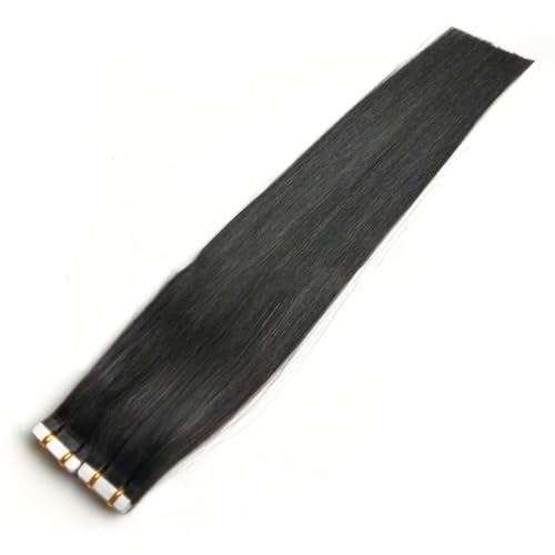 FUIBEJAE Klebeband in Echthaarverlängerungen Natürliche Schwarz Seidig Gerade Echthaar Verlängerungen Klebeband in Remy Echthaar Klebeband für Frauen 40Pcs 100G,20inch von FUIBEJAE