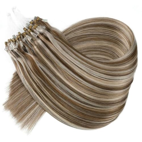 FUIBEJAE Mikroringe Perlen getippt Remy Haarverlängerungen Micro Ring Loop Echthaarverlängerungen Seidig Gerade für Frauen Schönheitsstil, 50G 100 Strähnen,22" von FUIBEJAE