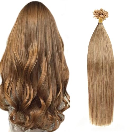 FUIBEJAE U-Tip Echthaarverlängerungen 10# Flachs Braun Keratin Nagel Spitze Haarverlängerung Keine Spur Seidig Glatt Brasilianisches Remy Haar für Frauen, 50G100 Strähnen,20inch von FUIBEJAE