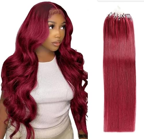 Micro Link Echthaarverlängerungen Micro Ring Loop Remy Hair Fish Line Natürliche gerade Echthaarverlängerung für Frauen 50G,18inch von FUIBEJAE