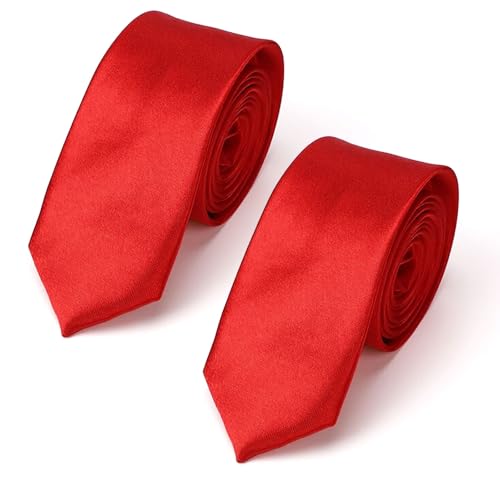 FUIPVGI 2 Stück Herren Krawatten Krawatte Herren Krawatte 8 cm für Herren klassische Krawatte Elegant Satin Krawatte Hochzeit Krawatte Retro Business Schlips für Büro oder Festliche (Rot) von FUIPVGI