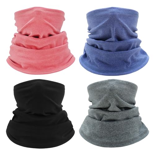 FUIPVGI 4 Pack Halstuch, Winter Loop Schal, Multifunktionstuch, Neck Gaiter Atmungsaktive Bandana Maske, Schlauchschal Winddicht Ski Maske für Outdoor Skifahren Motorrad Radfahren (Mehrfarbig) von FUIPVGI