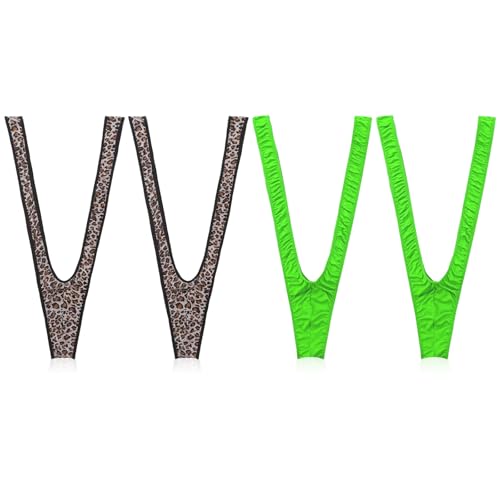 FUIPVGI 4 Stück Borat Mankini Herren Hochgeschnittener Slip Herren Badeanzug Tanga Herren String Mankini V Form Badeanzug Borat Tanga Party-Kostüm Bikini für Männer, Einheitsgröße (4 Stück) von FUIPVGI
