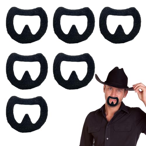 FUIPVGI 6 Stück Gefälschter Spitzbart, Selbstklebender, Realistischer Kostüm-Schnurrbart, Falsche Gesichtsbehaarung, Gangster Kostüm Zubehör für Halloween, Cosplay, Partys, Maskerade (Schwarz) von FUIPVGI