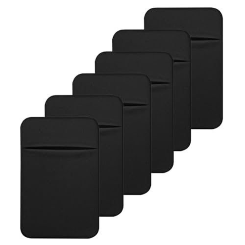 FUIPVGI 6 Stück Kartenhalter Hülle für Smartphone Handy-Kartenhalter Selbstklebend für die Rückseite Kartenhüllen aus Dehnbarem Stoff für Ausweis Kreditkarten zum Aufkleben auf Brieftasche (Schwarz) von FUIPVGI