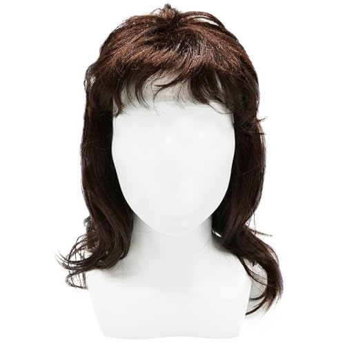 FUIPVGI Braun Männer Perücken Vokuhila Perücke Herren,70er 80er Cosplay Kostüm Halloween Perücke,Perücke Herren,Retro Disco Punk Rocker Perücken für Halloween Karneval Disco Fancy Party (Braun) von FUIPVGI