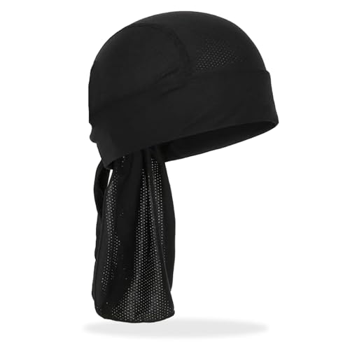 FUIPVGI Kühlende Durag Bandana Cap Mütze Bandana Atmungsaktiv Kopftuch, Mesh Schnell trocknend Absorbiert Schweiß Kopftuch Unterhelm, für Radfahren Motorradfahren LaufmüTze (Schwarz) von FUIPVGI