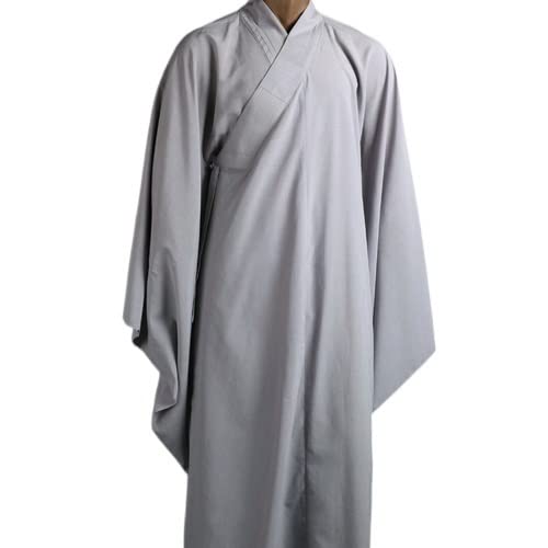 FUISSE Buddhistische Kleidung Bademantel Meditation Langer Mantel Mönch Kleidung Shaolin Mönch Kung Fu Anzüge Meditationsuniformen Buddhistische Zen Lay Robe (Farbe: Grau, Größe: M) von FUISSE