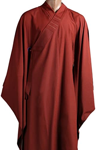 FUISSE Buddhistische Kleidung Robe Meditation Langer Mantel Mönch Kleidung Shaolin Mönch Kung Fu Anzüge Meditationsuniformen Buddhistische Zen Lay Robe (Farbe: Rot, Größe: L) von FUISSE