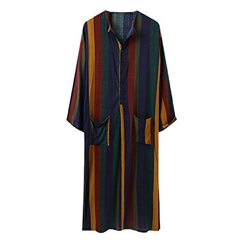 FUIW Men Bunte gestreifte Kaftan Robe Arabische Knöpfe Lose Tuic Tops - Gelb # M. FUIW Men Bunte gestreifte Kaftan Robe Arabische Knöpfe Lose Tuic Tops - Gelb # M. von FUIW
