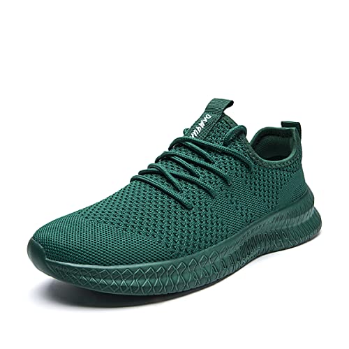 FUJEAK Herren Walkingschuhe Turnschuhe Fitnessstudio Sportschuhe Sneaker Running Tennis Schuhe Freizeit Straßenlaufschuhe Fashion Leichtgewichts Atmungsaktiv Schlüpfen Schuhe Dunkelgrün 44 von FUJEAK