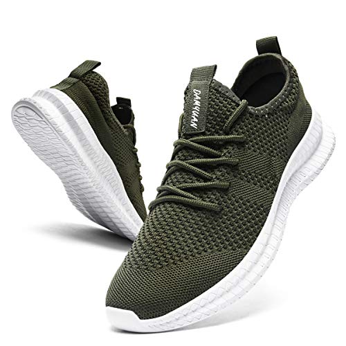 FUJEAK Herren Walkingschuhe Turnschuhe Fitnessstudio Sportschuhe Sneaker Running Tennis Schuhe Freizeit Straßenlaufschuhe Fashion Leichtgewichts Atmungsaktiv Schlüpfen Schuhe Grün 39 von FUJEAK