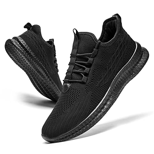 FUJEAK Herren Walkingschuhe Turnschuhe Fitnessstudio Sportschuhe Sneaker Running Tennis Schuhe Freizeit Straßenlaufschuhe Fashion Leichtgewichts Atmungsaktiv Schlüpfen Schuhe Schwarz 39 von FUJEAK