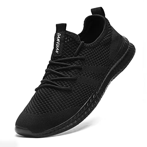 FUJEAK Herren Walkingschuhe Turnschuhe Fitnessstudio Sportschuhe Sneaker Running Tennis Schuhe Freizeit Straßenlaufschuhe Fashion Leichtgewichts Atmungsaktiv Schlüpfen Schuhe Schwarz 47 von FUJEAK