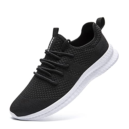 FUJEAK Herren Walkingschuhe Turnschuhe Fitnessstudio Sportschuhe Sneaker Running Tennis Schuhe Freizeit Straßenlaufschuhe Fashion Leichtgewichts Atmungsaktiv Schlüpfen Schuhe Schwarz und Weiß 43 von FUJEAK