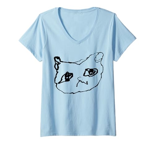 Damen Neko-chan (Katze) T-Shirt mit V-Ausschnitt von FUJIZUGA