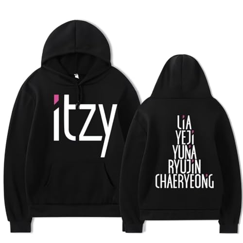 Kpop ITZY New Ablum Hoodie Sweatshirt Lia Chaeryeong YeJi RyuJin Yuna Unisex Pullover Sweater Kpop Merch, Schwarz, Small von FUJUTANG